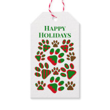 Happy Holidays Red Green Gemustert Paw Prints