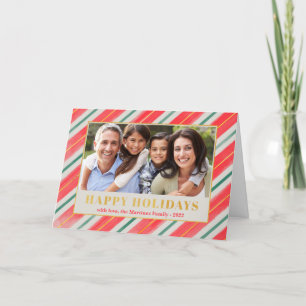 Happy Holidays Red Green Stripe Foto Weihnachten