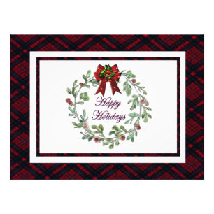 Happy Holidays Red Kariert Fotodruck