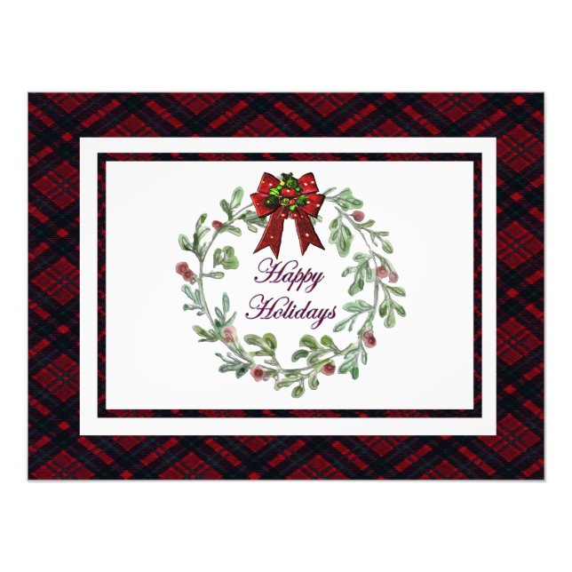 Happy Holidays Red Kariert Fotodruck (Vorne)