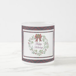 Happy Holidays Red Kariert Mattglastasse