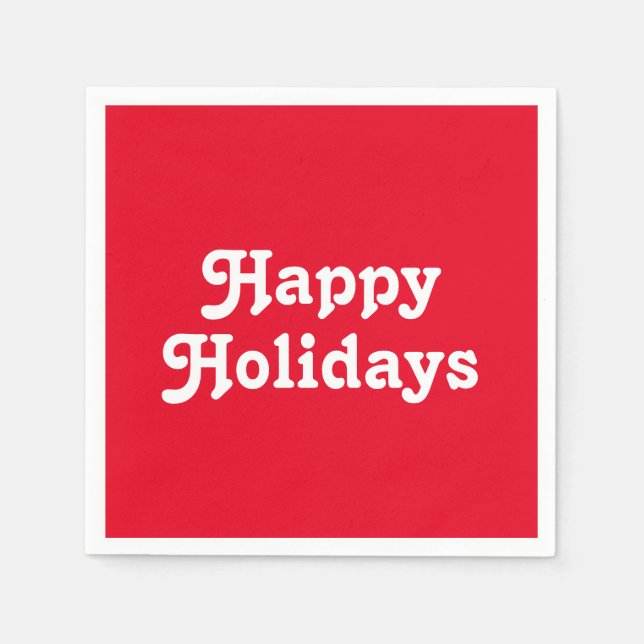 "Happy Holidays" - red letters white paper Serviette (Vorderseite)