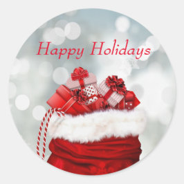 Happy Holidays, Red Presents Runder Aufkleber