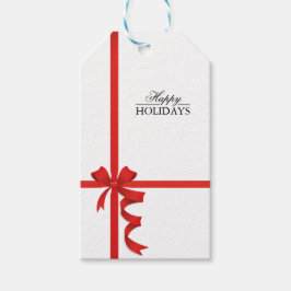 Happy Holidays Red Ribbon Gift Tags Geschenkanhänger
