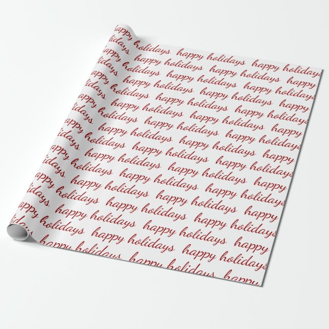 Happy Holidays Red White Christmas Holiday Geschenkpapier (Ungerollt)