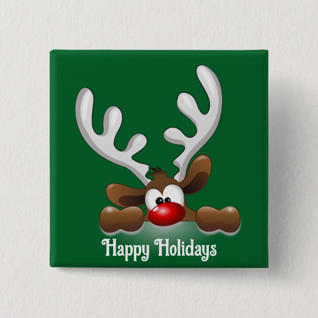 Happy Holidays Reindeer Button (Vorderseite)