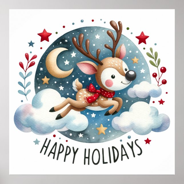 Happy Holidays Reindeer Poster (Vorne)