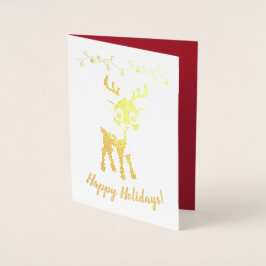 Happy Holidays Reindeer Red Your Words Folienkarte
