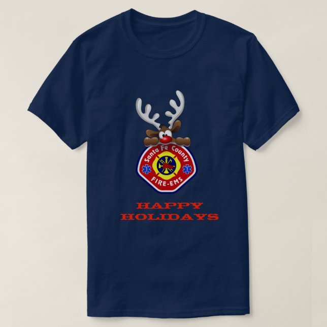 Happy Holidays Reindeer Santa Fe Landkreis Fire-EM T-Shirt (Design vorne)