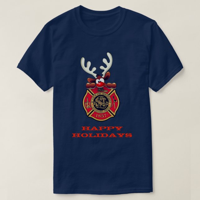 Happy Holidays Reindeer St. Louis Fire Department T-Shirt (Design vorne)