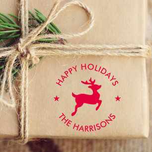 Happy Holidays Reindeer Weihnachten Permastempel