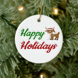 Happy Holidays Rentier Weihnachtsskript Keramik Ornament