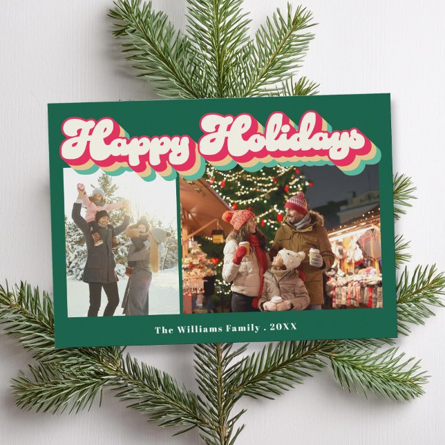 Happy Holidays Retro 2 Foto Feiertagskarte (Von Creator hochgeladen)