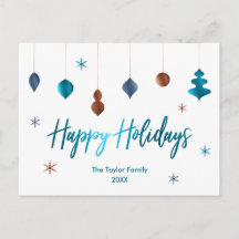 Happy Holidays Retro Aquamarine Kupfernavy Dekorat