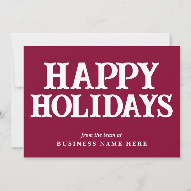 Happy Holidays Retro Burgundy Business Feiertagskarte (Vorderseite)