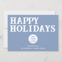 Happy Holidays Retro Dusty Blue Business Logo