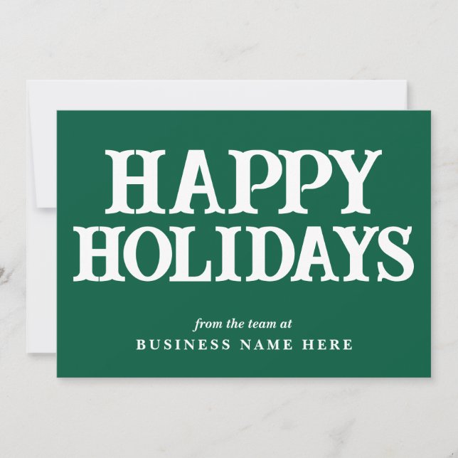 Happy Holidays Retro Green Business Feiertagskarte (Vorderseite)