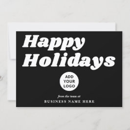 Happy Holidays Retro Groovy Black Business Logo Feiertagskarte