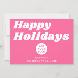 Happy Holidays Retro Groovy Pink Business Logo Feiertagskarte