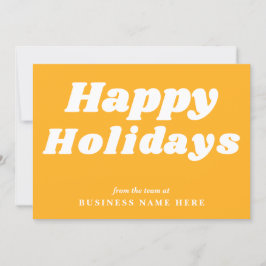 Happy Holidays Retro Groovy Yellow Business Feiertagskarte