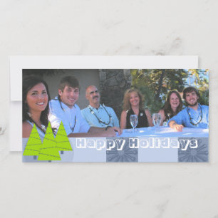 Happy Holidays Retro Limon Trees Family Foto Card Feiertagskarte