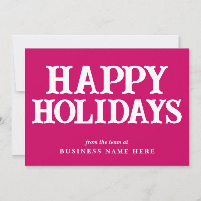Happy Holidays Retro Magenta Business Feiertagskarte (Vorderseite)