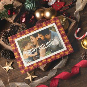 Happy Holidays Retro Mitte Jahrhundert Foto Feiertagskarte