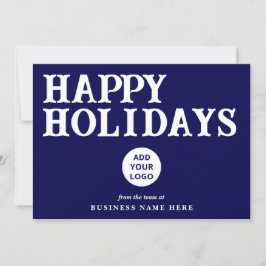 Happy Holidays Retro Navy Blue Business Logo Feiertagskarte