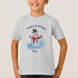 Happy Holidays Retro Snowman, Youth XS - XL T-Shirt