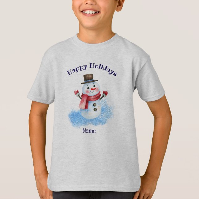 Happy Holidays Retro Snowman, Youth XS - XL T-Shirt (Vorderseite)