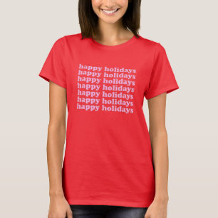 Happy Holidays   Retro Typografie in Rosa T-Shirt