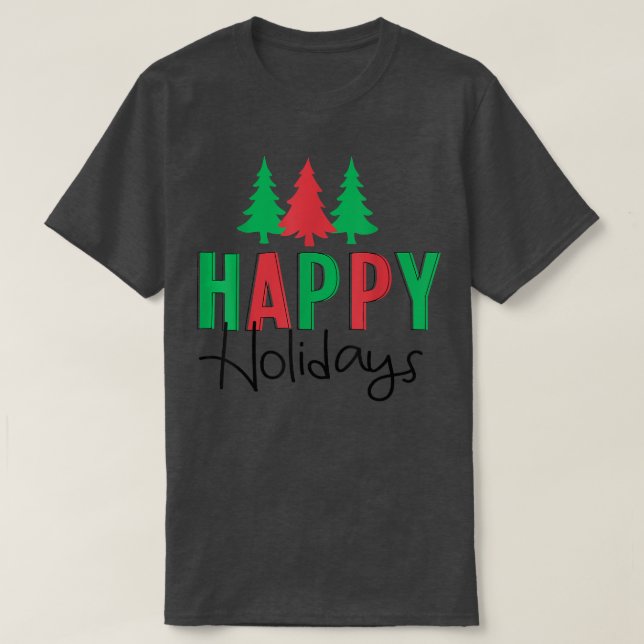 Happy Holidays Retro Weihnachtsbaumen T - Shirt (Design vorne)