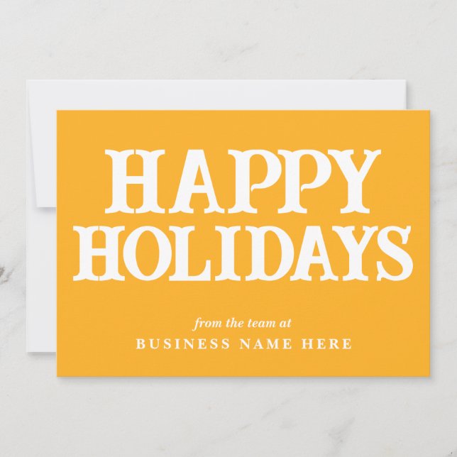 Happy Holidays Retro Yellow Business Feiertagskarte (Vorderseite)