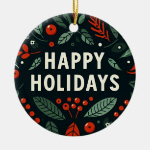 Happy Holidays Rigged Tree Joke Keramik Ornament