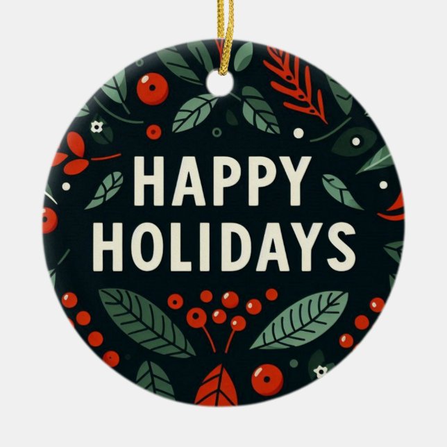 Happy Holidays Rigged Tree Joke Keramik Ornament (Vorne)