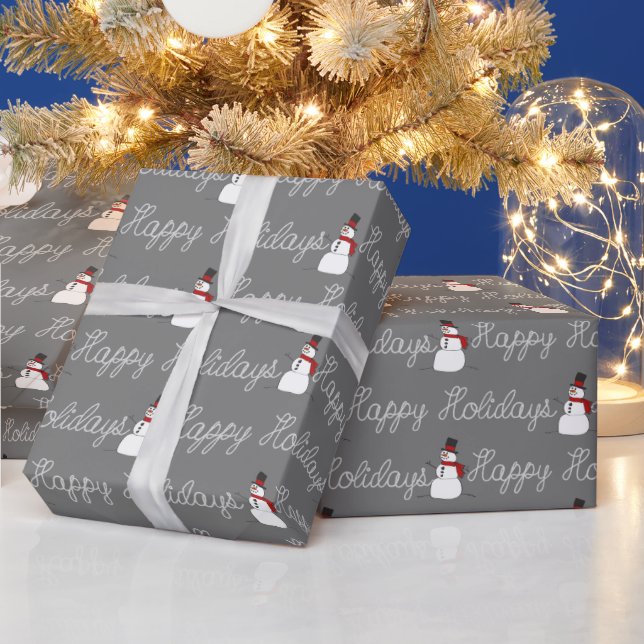 Happy Holidays Rope and Snowmen Geschenkpapier (Feiertage)
