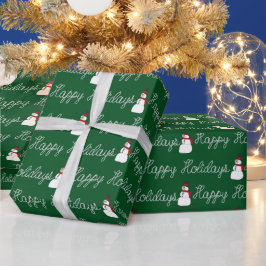 Happy Holidays Rope and Snowmen Geschenkpapier