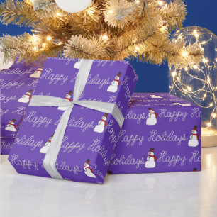 Happy Holidays Rope and Snowmen Geschenkpapier