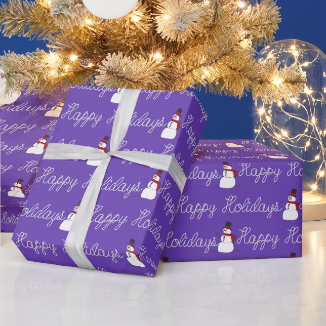 Happy Holidays Rope and Snowmen Geschenkpapier (Feiertage)