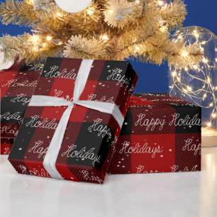 Happy Holidays Rope Text and Snowflakes Wrapping Geschenkpapier
