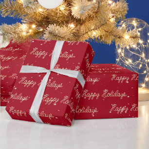 Happy Holidays Rope Text und Schneeflocken Geschenkpapier