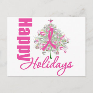 Happy Holidays Rosa Brustkrebs Schleife Feiertagspostkarte