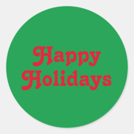 "Happy Holidays" Rot grüner Weihnachtsurlaub Runder Aufkleber