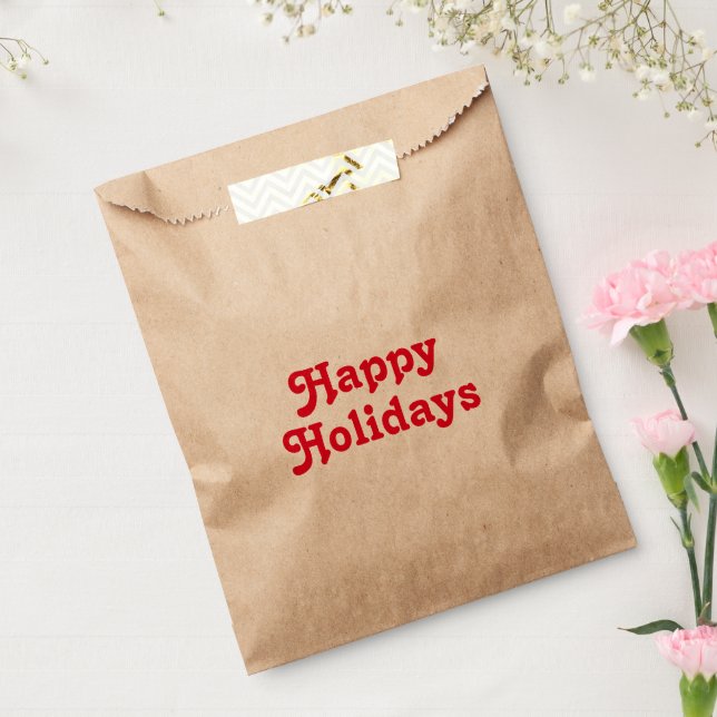 "Happy Holidays" - rote Buchstaben Weihnachts-Part Geschenktütchen (Versiegelt)