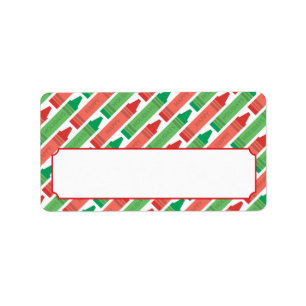 Happy Holidays Rote und grüne Crayons Adressaufkleber