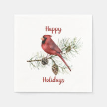 Happy Holidays Roter Kardinal Pine Branch Pine Con