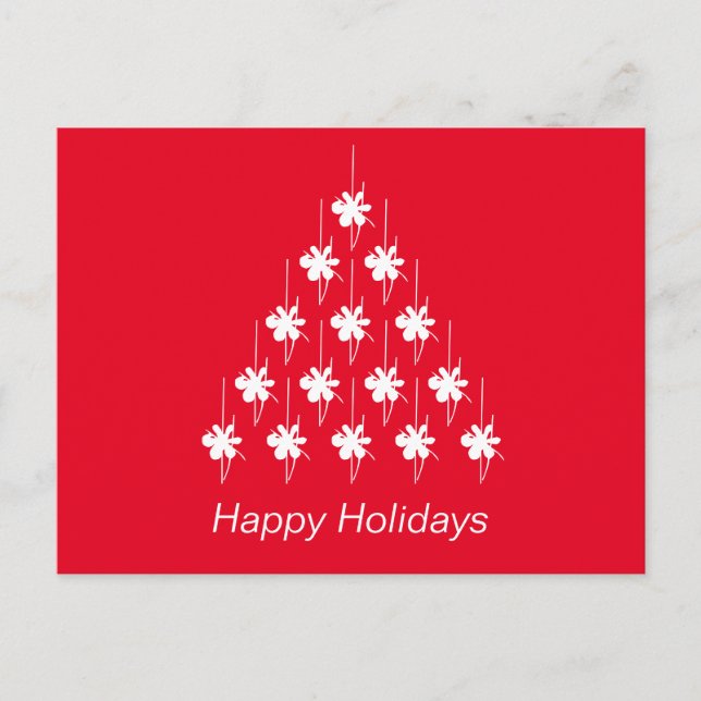 Happy Holidays Roter weißer Schnee Tree Postkarte (Vorderseite)