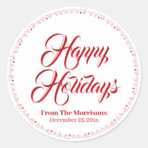 Happy Holidays rotes benutzerdefiniertes Skript Sa Runder Aufkleber