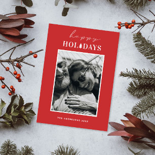 Happy Holidays Rotes Minimalistisches Weihnachts Feiertagskarte