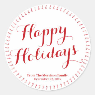 Happy Holidays rotes Skript benutzerdefinierter Fa Runder Aufkleber